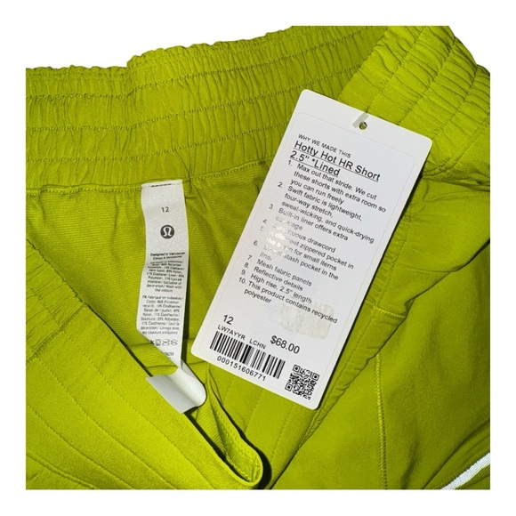 Lululemon Hotty Hot High-Rise Lined Short 2.5", Lichen, Size 12 NWT - Picture 3 of 4